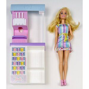 2021 MATTEL Barbie Careers Ice Cream Shop Doll Playset *No Accessories* EUC
